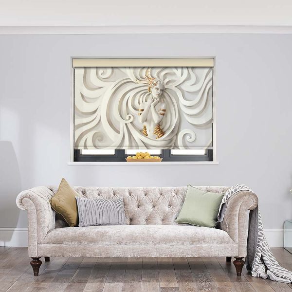 Woman-on-White-Relief-Roller-Blind