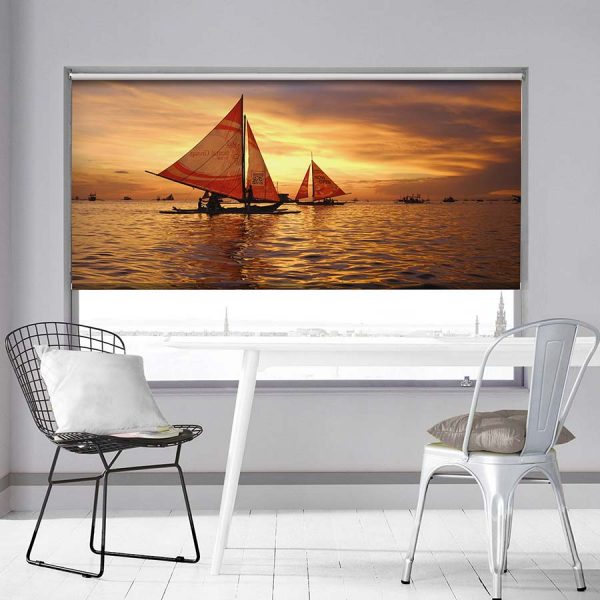 Sail Boats on Boracay Photo Roller Blind