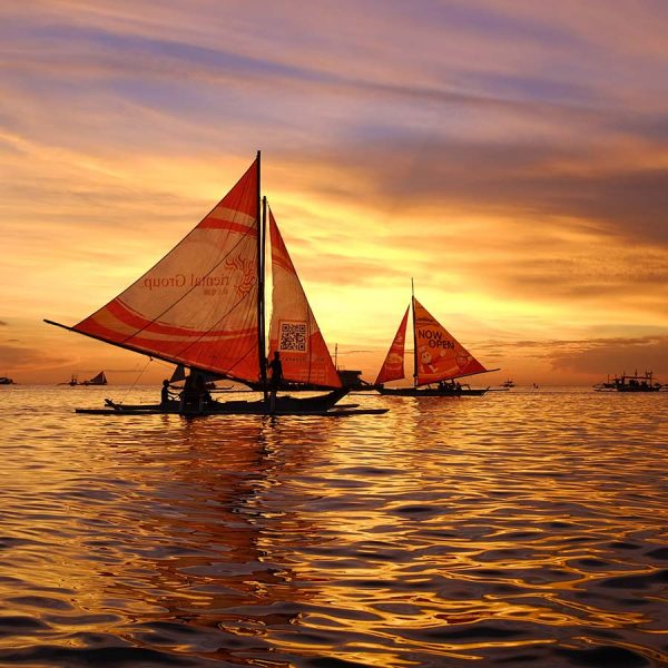 Sail Boats on Boracay Photo Roller Blind