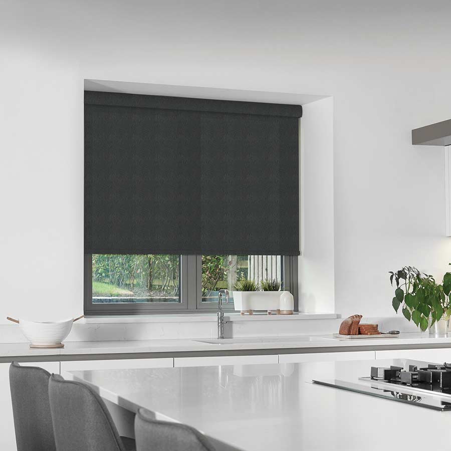 Twin Stripe White Black Roller Blind